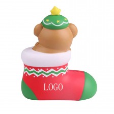 Squishy Bear in Christmas Sock Stress Ball